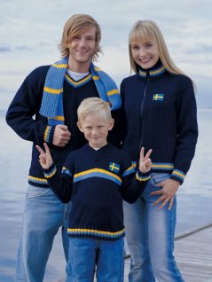 V-tröja herr, barn , damkofta och halsduk