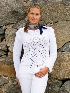 Jumper med spetmönster i dubbelt och enkelt garn