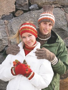 Mössa, pannband, fuskpolo och fingervantar