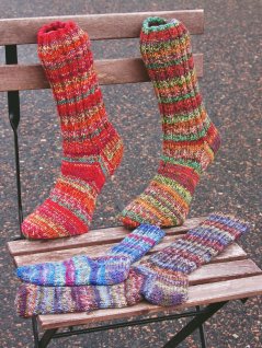 Sockor i dubbelt garn till hela familjen