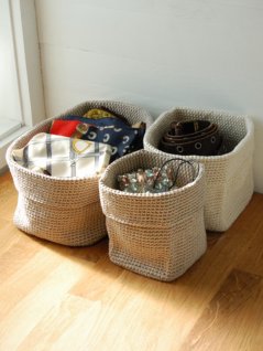 Virkade korgar i 3-dubbelt garn