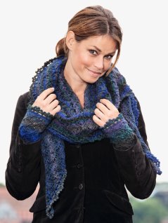 Mönsterstickad sjal och pulsvärmare