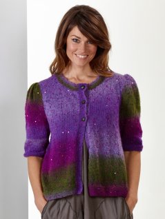 Stickad kofta med puffärm