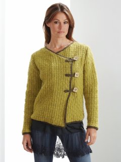 Stickad omlottkofta med strukturmönster