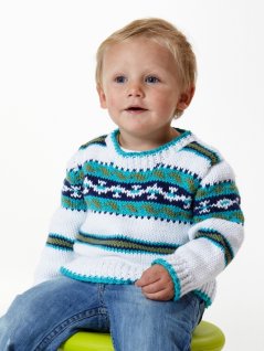 Stickad tröja med mönster i färger