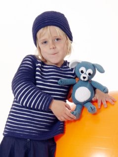 Stickad randig tröja och mössa