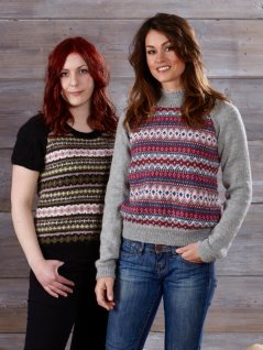 Mönsterstickad jumper med kort och lång ärm