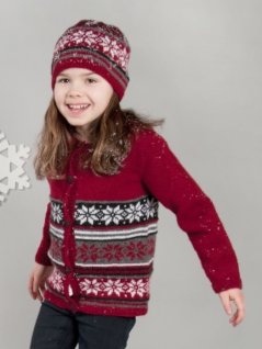 Mönsterstickad kofta och slipover med mössa