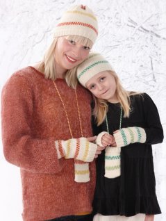 Mössa, pulsvärmare och mobilfodral med mönster