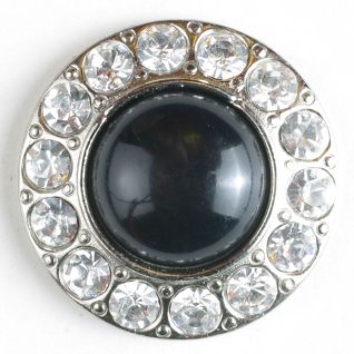 Strassknapp Silver-Svart 20 mm