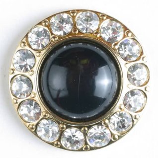 Strassknapp Guld-Svart 20 mm