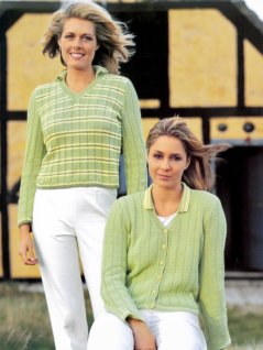 Randig strukturstickad kofta och jumper