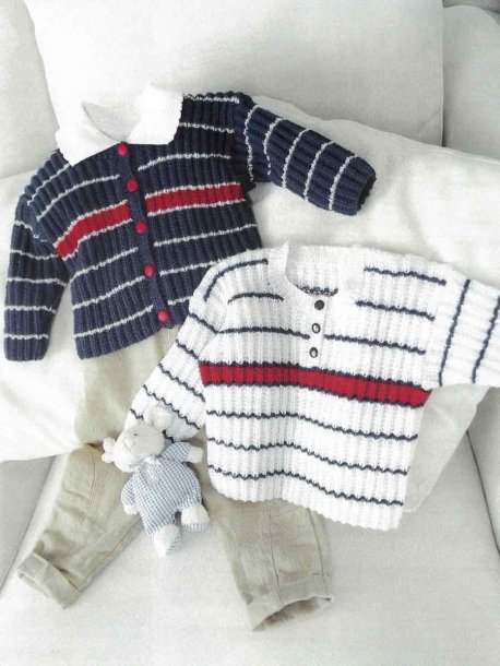 Jumper med sprund och kofta med dragkedja eller knappar