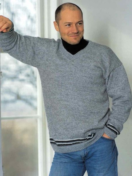 Herrpullover med kofta och randbård