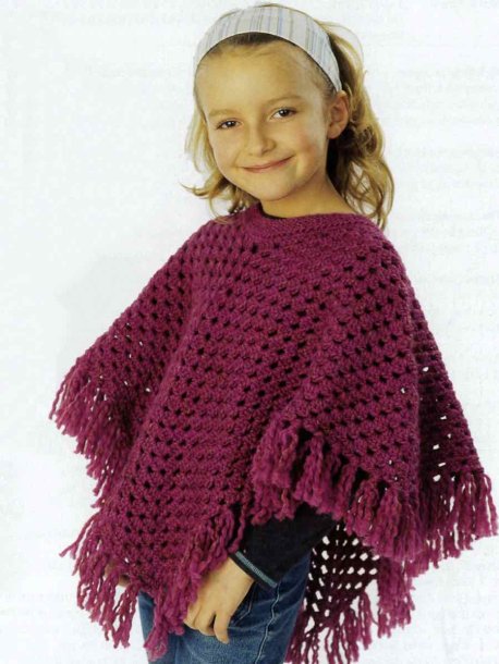 Virkad och stickad poncho