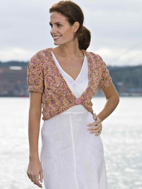 Spetsstickad kortärmad kofta