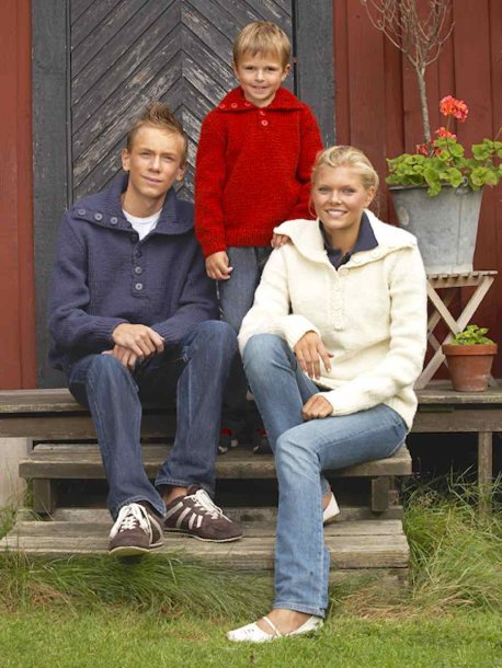 Slätstickad tröja med krage