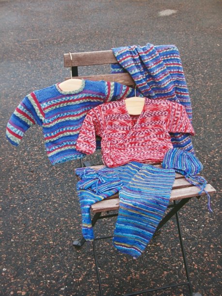 Slätstickat babyset och filt
