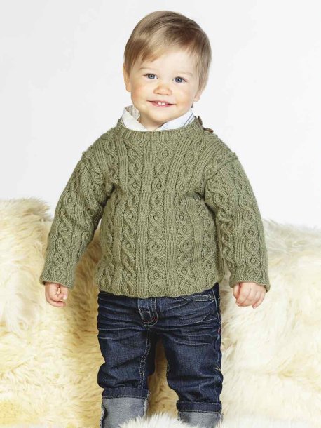 Kofta och tröja med flätmönster