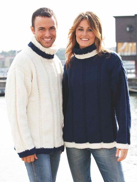 Strukturstickad tröja med polokrage