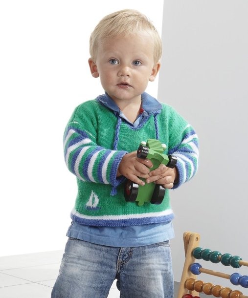 Tröja med segelbåt och mössa