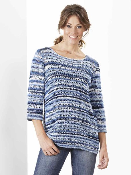 Tunika med hålmönster och 3⁄4 ärm