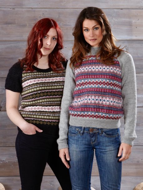 Mönsterstickad jumper med kort och lång ärm