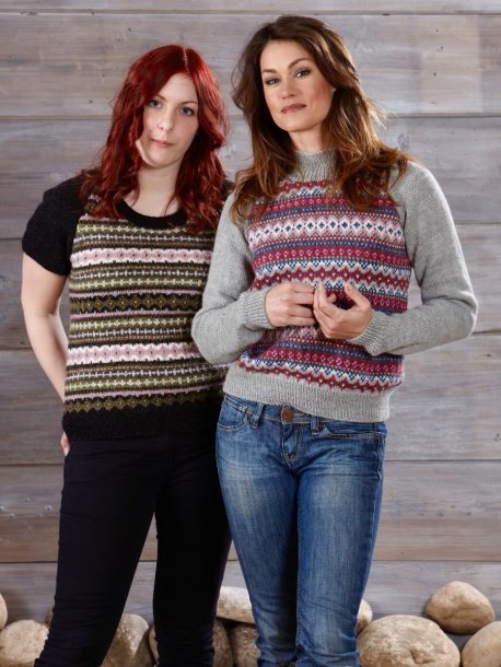 Mönsterstickad jumper med kort och lång ärm
