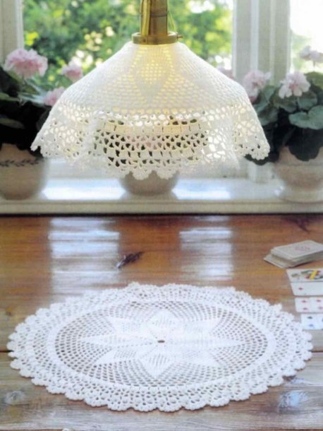 Rund duk och lampslöja - Stickmönster & Virkmönster - Marks & Kattens