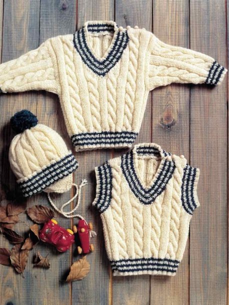 Tröja, slipover och mössa