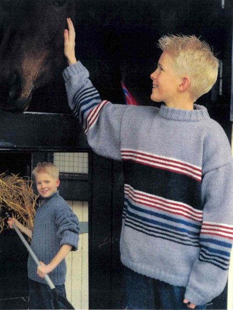 Ribbstickad och randig tröja